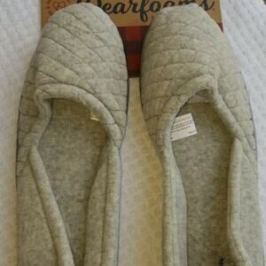 Dearfoams Quilted Velour Slip-on Slippers Light Grey X-Large (11-12) New XL GIFT